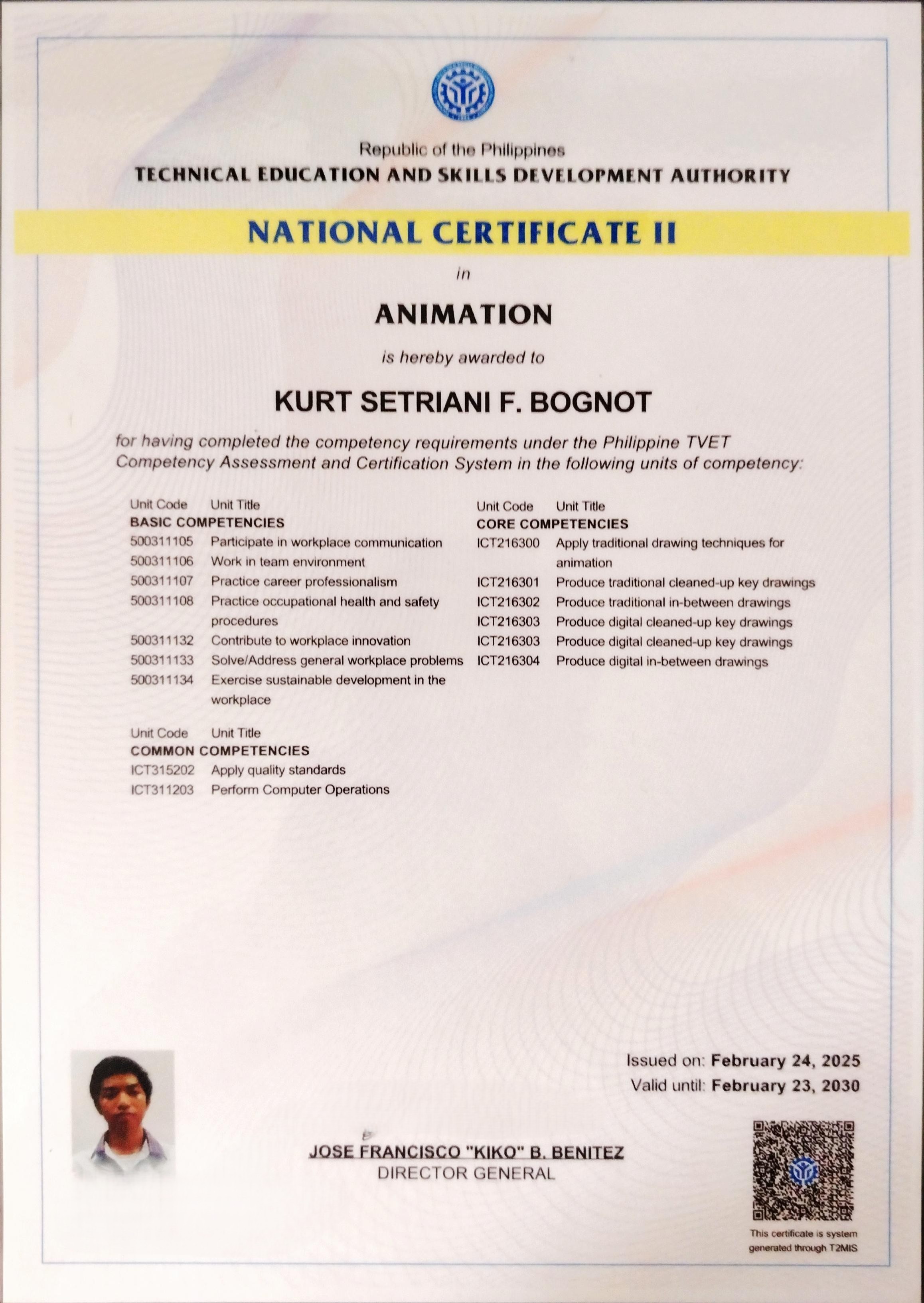 Certificate - NCII Animation