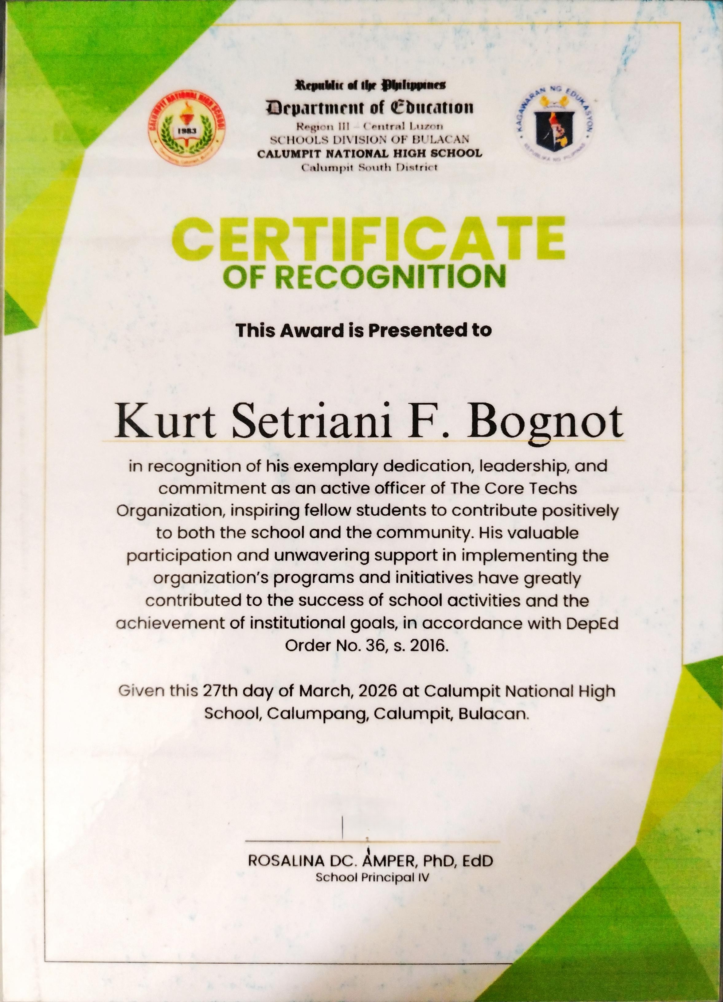 Certificate - The Core Techs